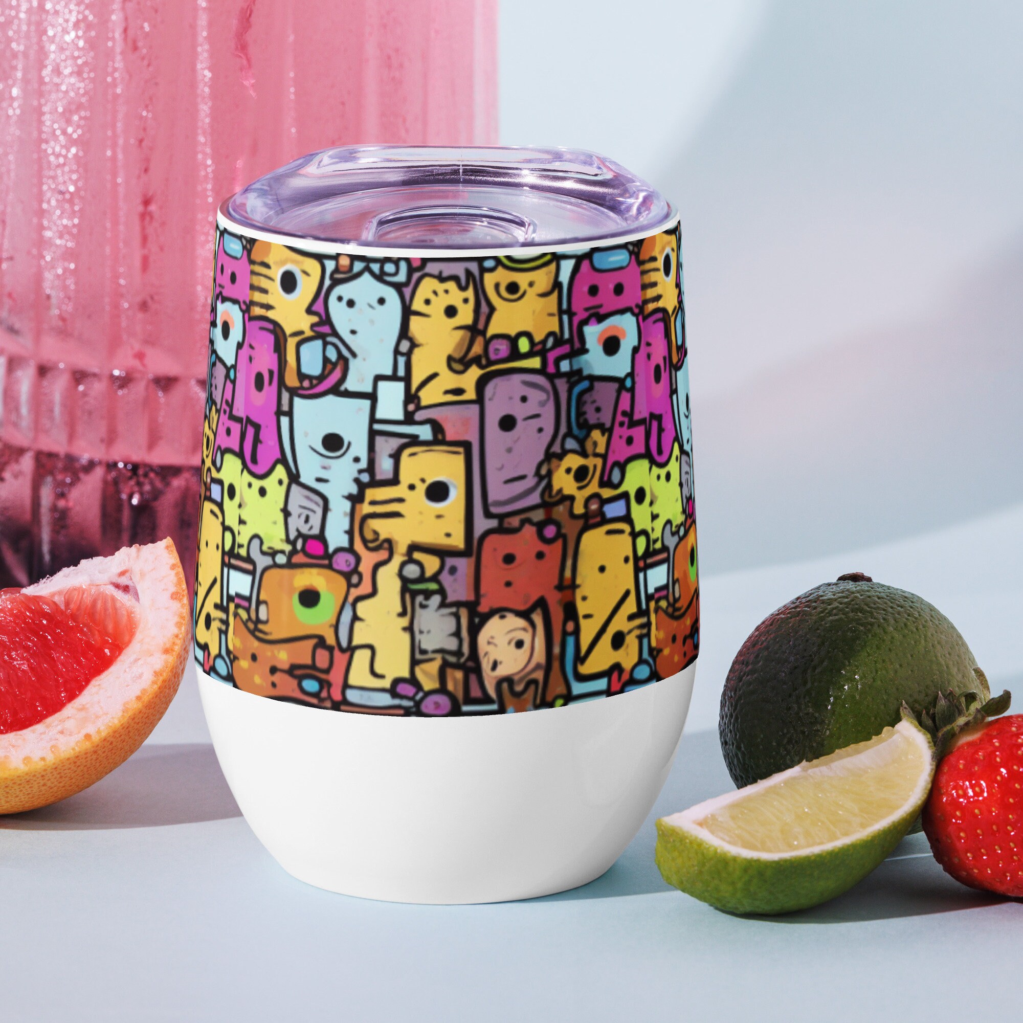 Vaso con patrones de colores generados por IA